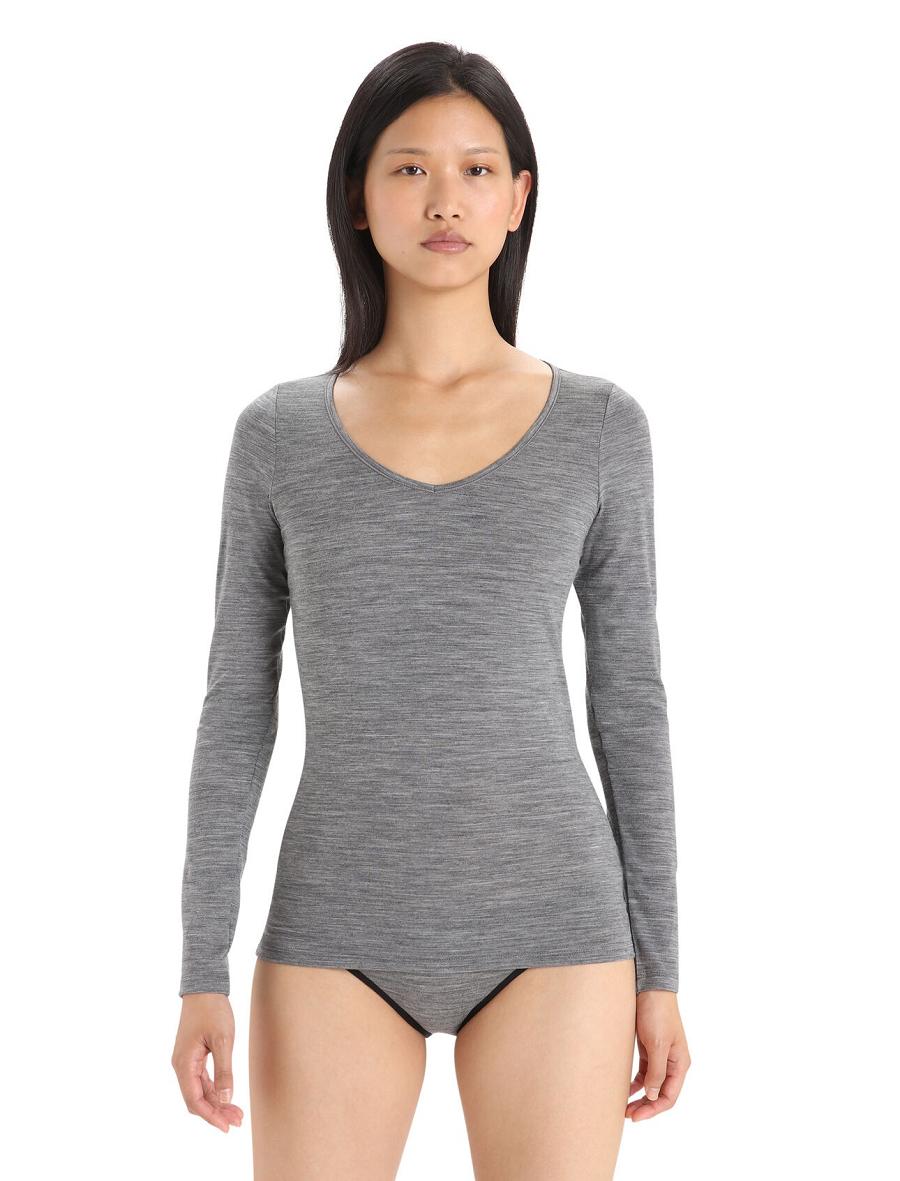 Icebreaker Merino Siren Long Sleeve Sweetheart Top Naisten Alusvaatteet Harmaat | FI 1690HAPK